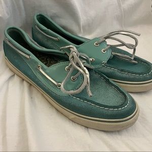 Teal Glitter Sperry Shoes